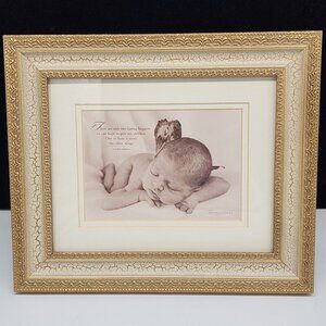Vintage Gold Ornate Picture Frame Crackle Accent With Anne Geddes Print 8x10
